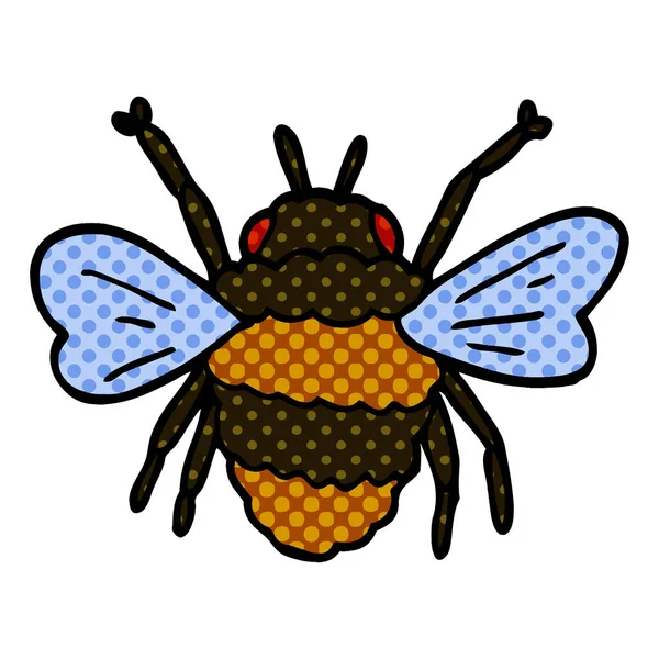 Cartoon Doodle Biene Flaches Symbol Isoliert Auf Weißem Hintergrund Vektor — Stockvektor