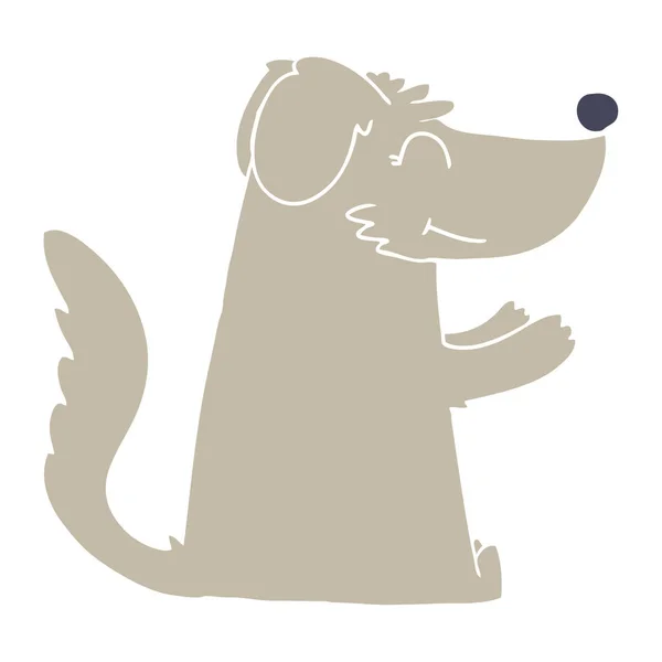 Feliz Estilo Cor Plana Cão Dos Desenhos Animados — Vetor de Stock