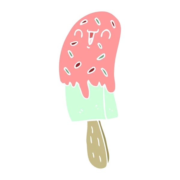 Egale Kleur Stijl Cartoon Ice Lolly — Stockvector