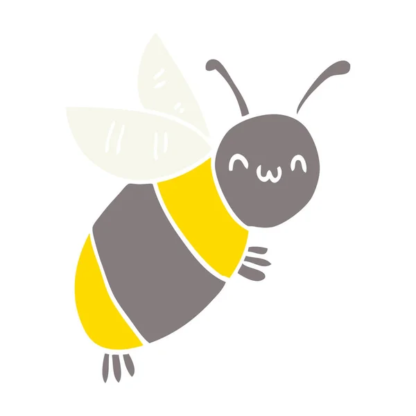 Χαριτωμένο Επίπεδη Χρώμα Στυλ Καρτούν Μέλισσα — Διανυσματικό Αρχείο