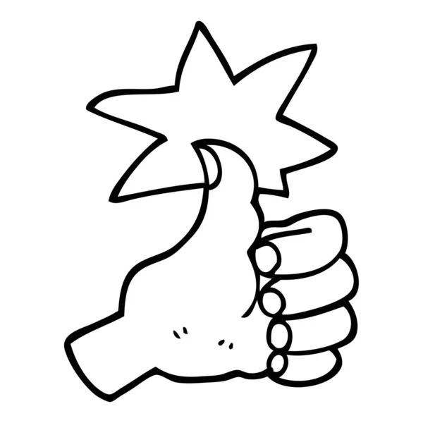 Black White Cartoon Thumbs Symbol - Stok Vektor