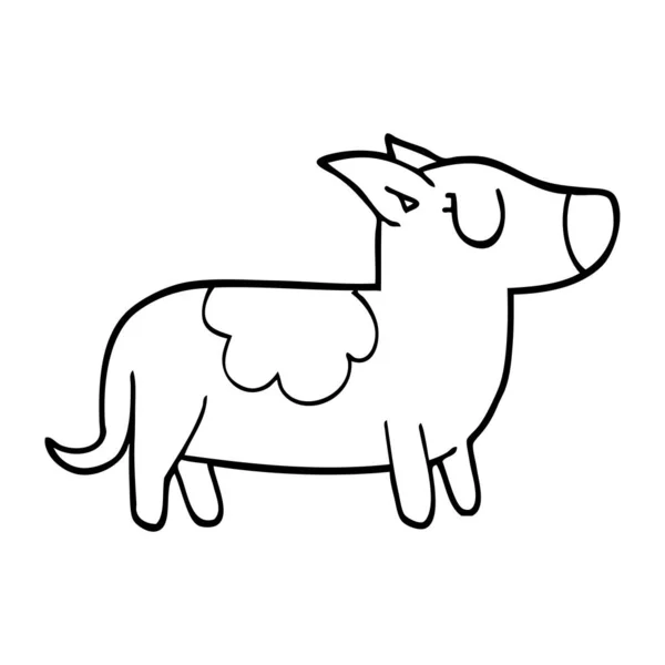 Linjeritning Tecknad Glad Hund — Stock vektor