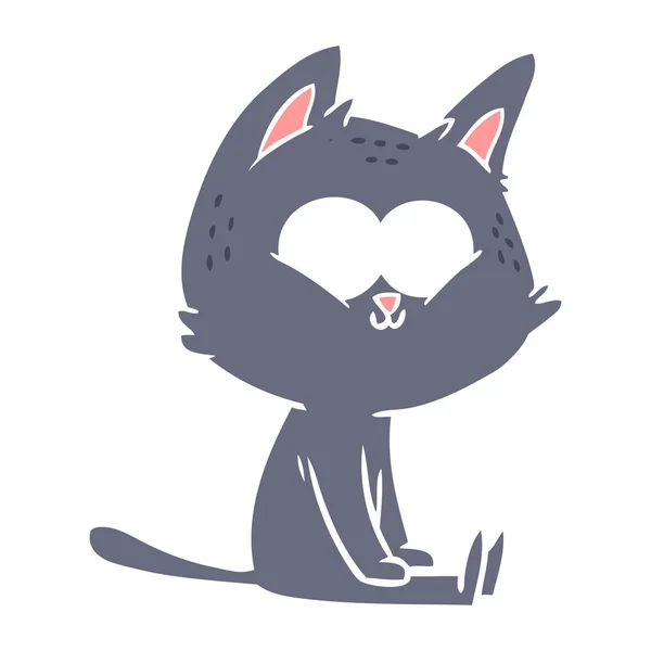 Plano Color Estilo Dibujos Animados Gato Sentado — Archivo Imágenes Vectoriales
