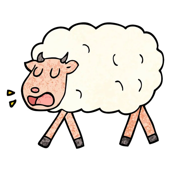 Grunge Textured Illustration Cartoon Sheep — Stock Vector