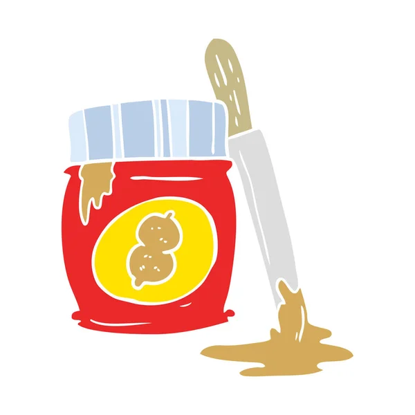 Flat Color Style Cartoon Peanut Butter — Stock Vector