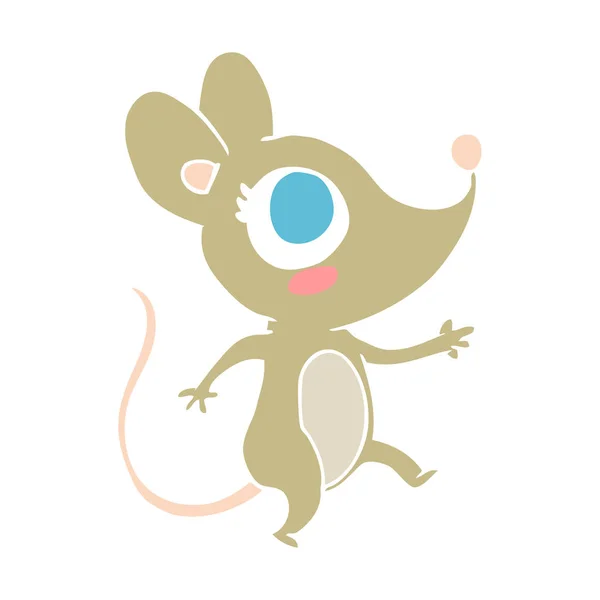Flat Color Style Cartoon Mouse — Stock Vector