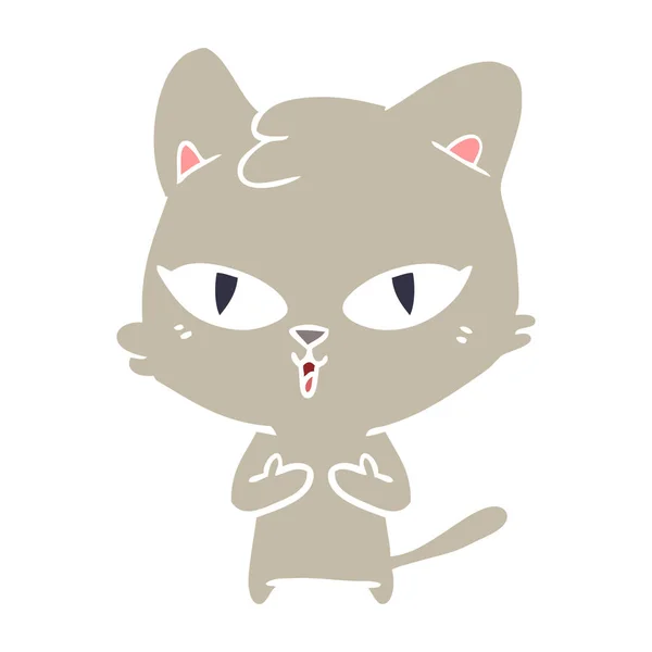 Platt Färg Stil Tecknad Katt — Stock vektor
