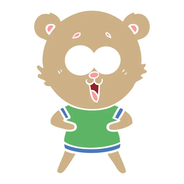 Lachende Teddybär Flache Farbe Stil Cartoon — Stockvektor