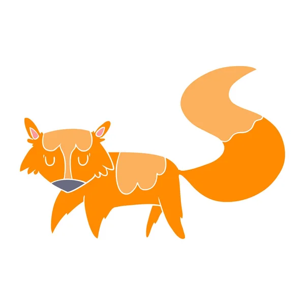 Flat Color Style Cartoon Fox — Stock Vector