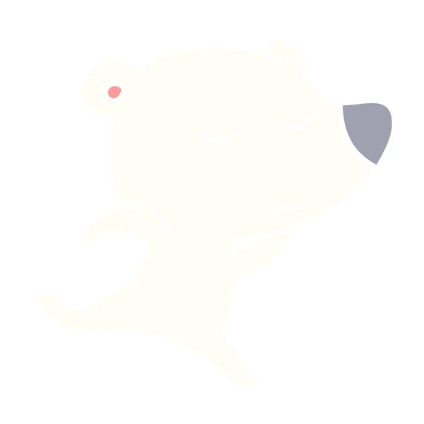 Счастливый Плоский Цветной Мультфильм Беге Полярного Медведя — стоковый вектор