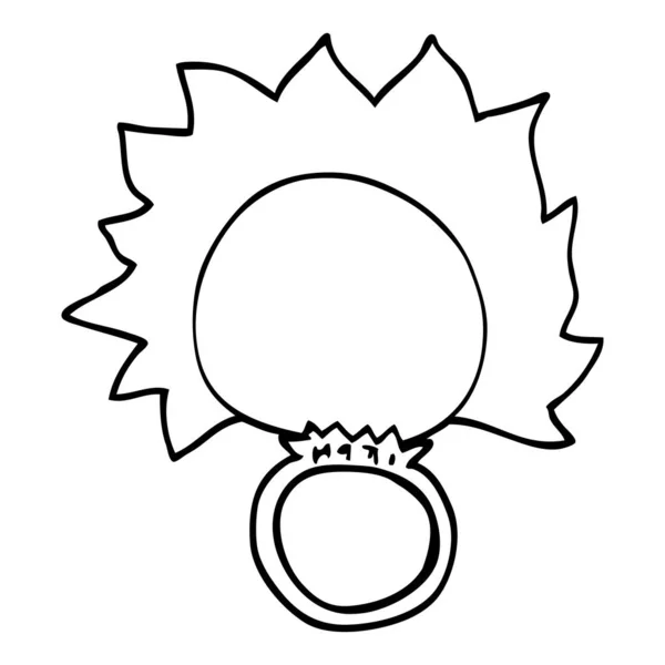 Γραμμικό Σχέδιο Καρτούν Πυρκαγιά Μπάλα Ασημένιο Δαχτυλίδι — Διανυσματικό Αρχείο
