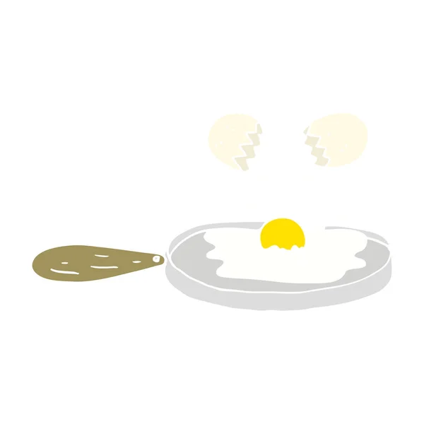 Frying Flat Color Illustration Egg — Stock Vector
