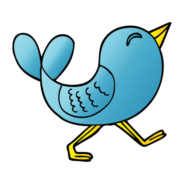 Cartoon Doodle Blauvogel Auf Weißem Hintergrund — Stockvektor