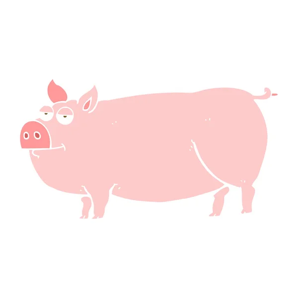 Плоская Цветная Иллюстрация Огромной Свиньи — стоковый вектор