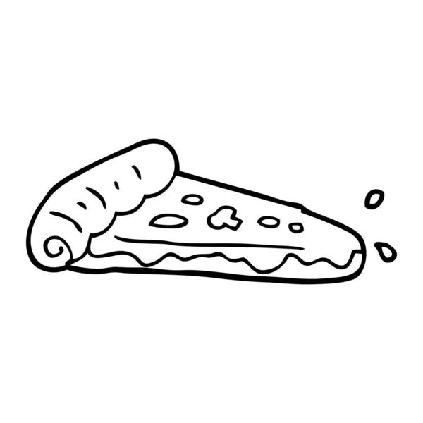 Línea Dibujo Dibujos Animados Pizza Rebanada — Vector de stock