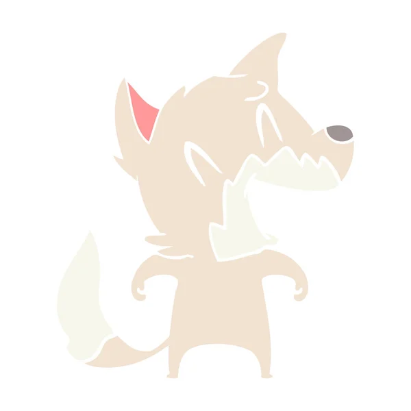 Rire Renard Plat Couleur Style Dessin Animé — Image vectorielle