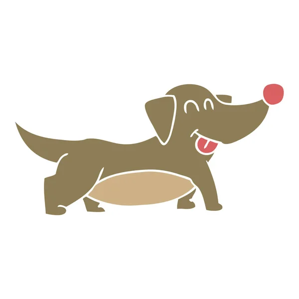 Illustration Couleur Plate Petit Chien Heureux — Image vectorielle