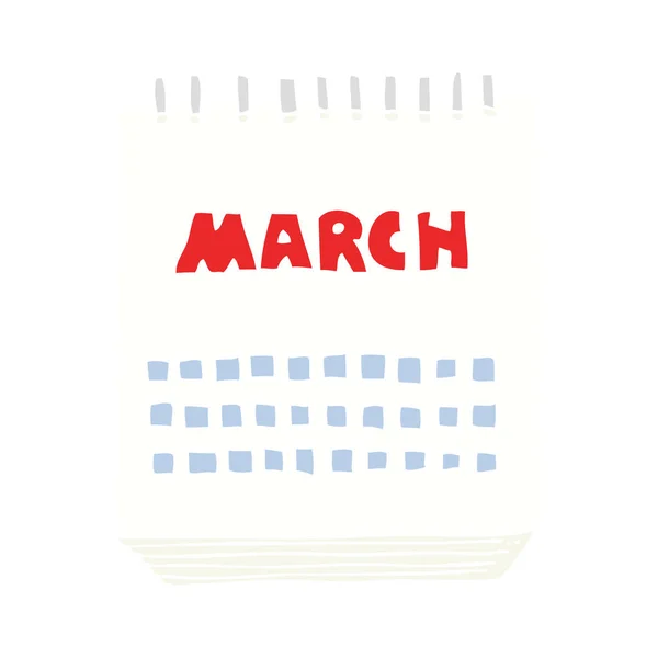 Ilustracja Płaski Kolor Kalendarza Marca — Wektor stockowy
