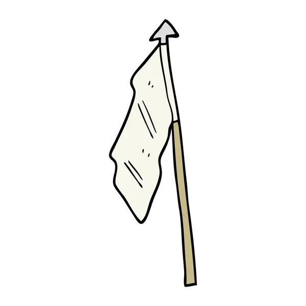 手描き落書きスタイル漫画白い旗 — ストックベクタ