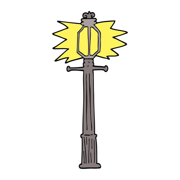 Hand Drawn Doodle Style Cartoon Lamp Post — Stock Vector