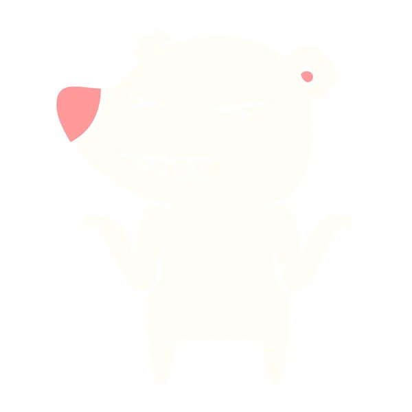 愤怒的北极熊扁平颜色风格动画片耸耸肩肩膀 — 图库矢量图片