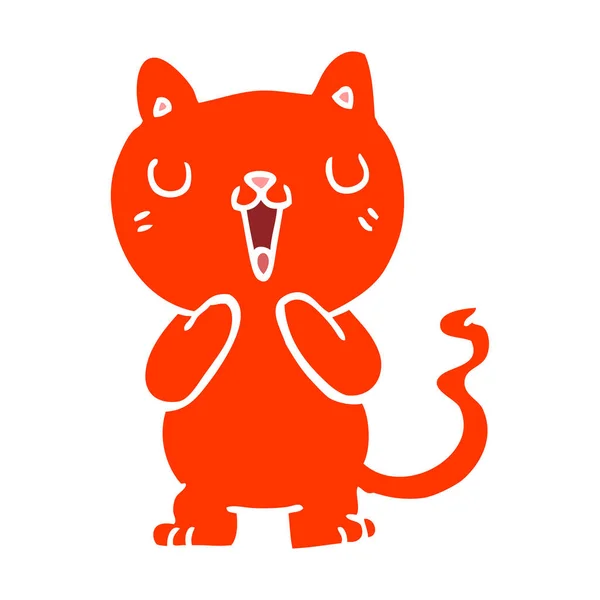 Flat Color Style Cartoon Cat — Stock Vector