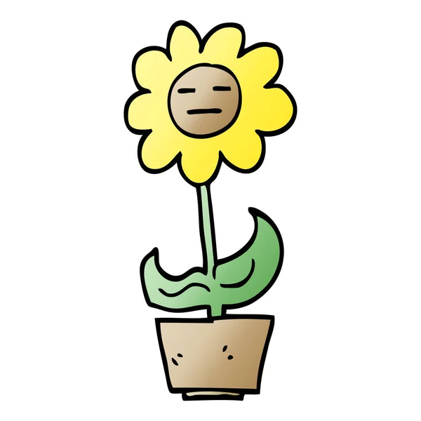 Vektorgradienten Illustration Cartoon Blume Topf — Stockvektor