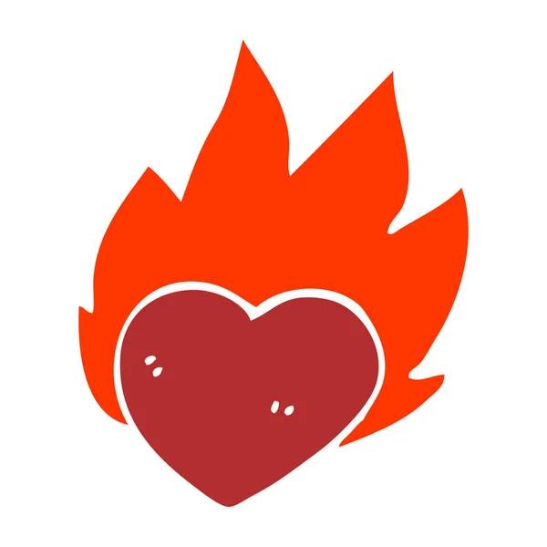 Cartoon Doodle Flaming Heart — Stock Vector