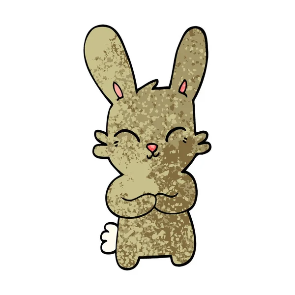 Cute Grunge Textured Illustration Cartoon Rabbit — Stock Vector