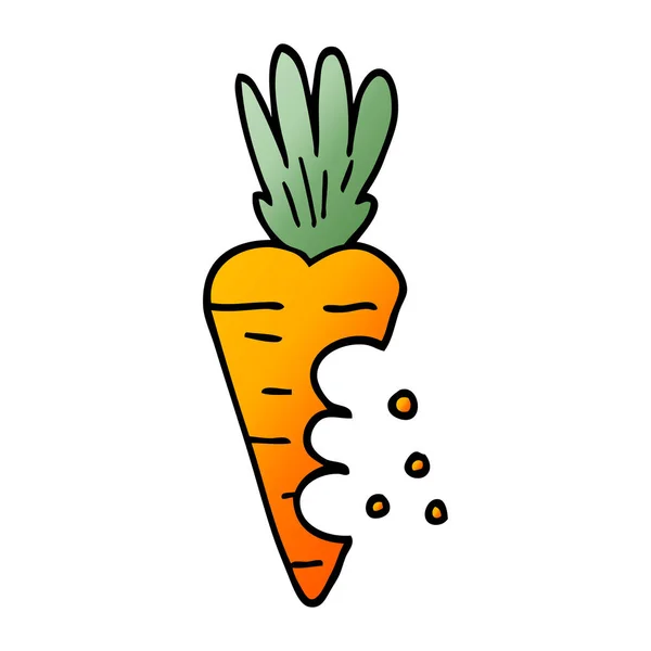 Carota Doodle Cartone Animato Con Segni Morsi — Vettoriale Stock