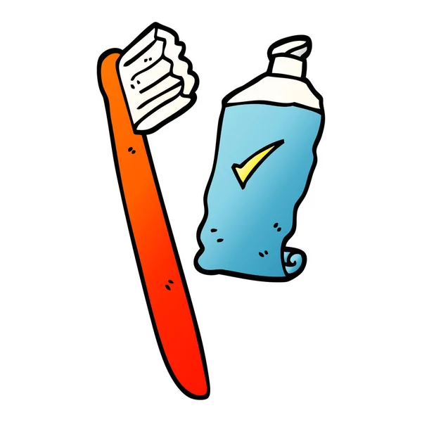 ベクトル グラデーション図漫画歯ブラシとペースト — ストックベクタ