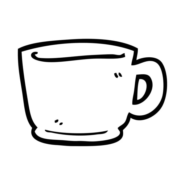 Línea Dibujo Dibujos Animados Taza — Vector de stock