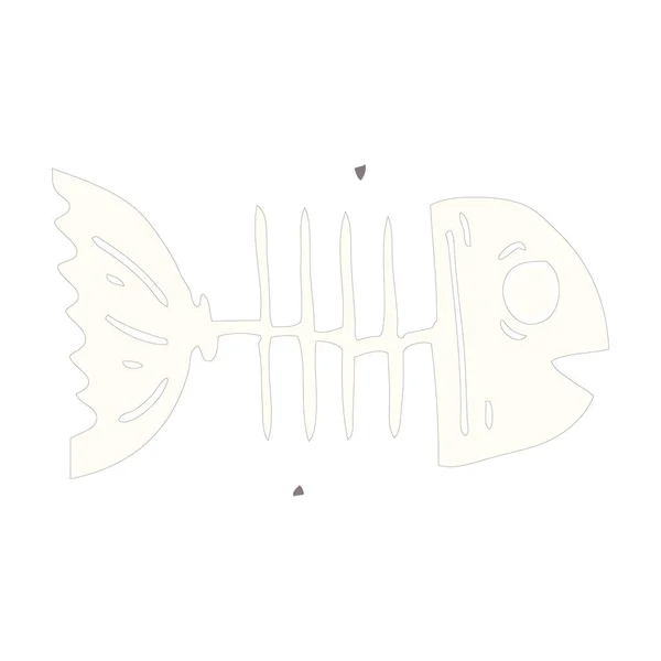 Dibujos Animados Garabatos Huesos Pescado — Vector de stock