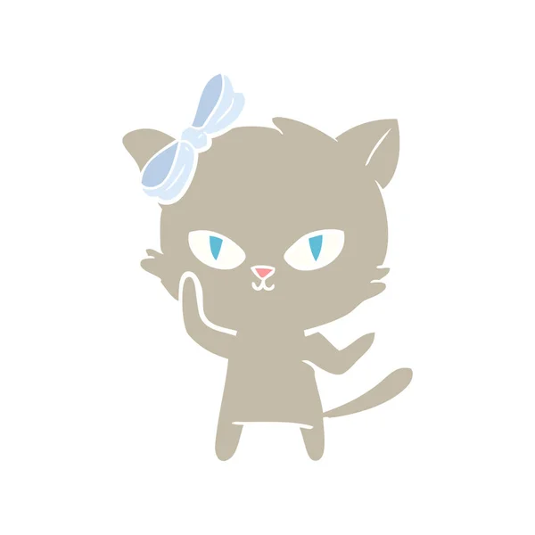 Roztomilý Plochý Barevný Styl Kreslená Kočka — Stockový vektor
