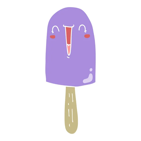 Flache Farbe Stil Cartoon Glücklich Eis Lolly — Stockvektor