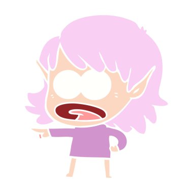 düz renk tarzı çizgi film şok elf kız