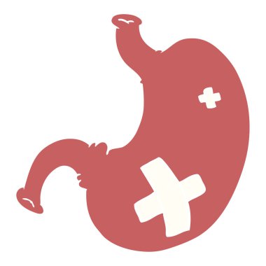 düz renk tarzı çizgi film mide