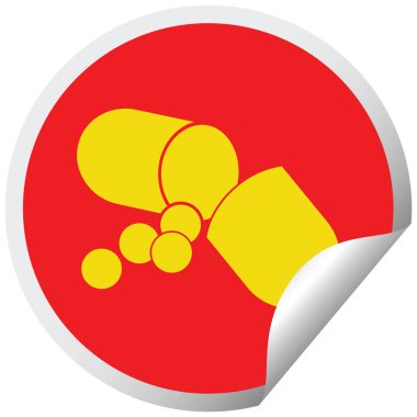 Kapsül pill vektör çizim dairesel peeling etiket