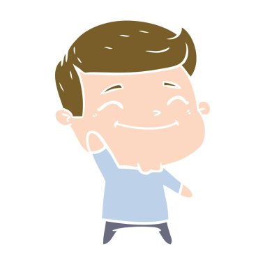 mutlu düz renk tarzı çizgi film adam sallayarak