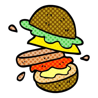çizgi film doodle bir burger
