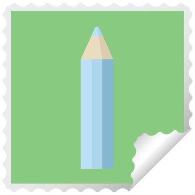 mavi kalem grafik kare etiket damga boyama