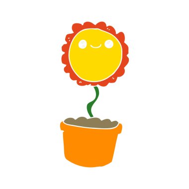 düz renk tarzı çizgi film çiçek