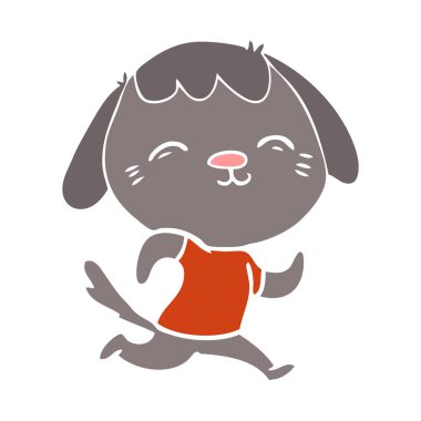 çalışan mutlu düz renk stil karikatür köpek