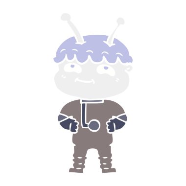 dost düz renk tarzı çizgi film uzay adamı