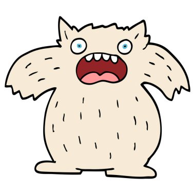 elle çizilmiş doodle tarzı çizgi film yeti canavar