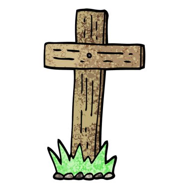 Grunge dokulu illüstrasyon karikatür ahşap çapraz