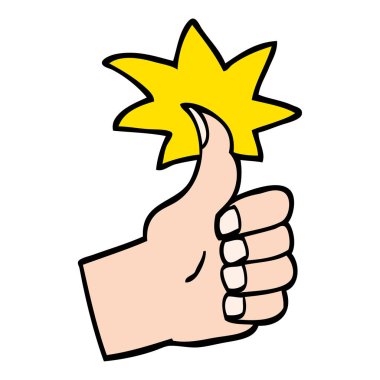elle çizilmiş doodle tarzı çizgi film başparmak yukarıya sembolü