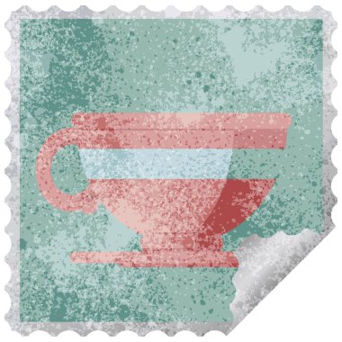 Kahve Kupası grafik kare etiket damga