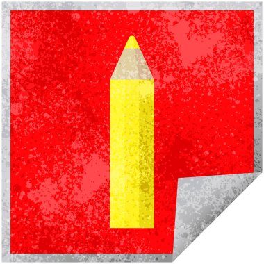 sarı boyama kalem grafik vektör çizim kare etiketi