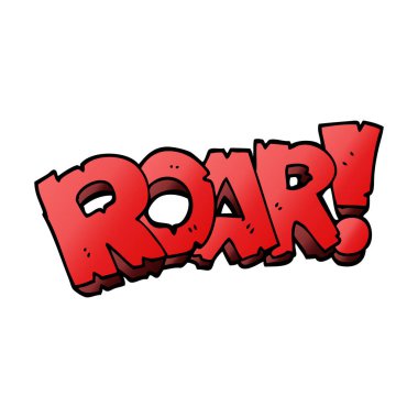 Doodle kükreme işareti karikatür